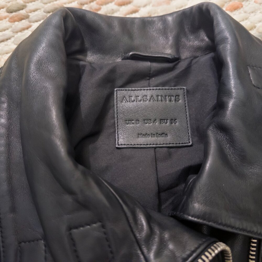 AllSaints Leather Biker Jacket | US4 - Picture 4 of 7